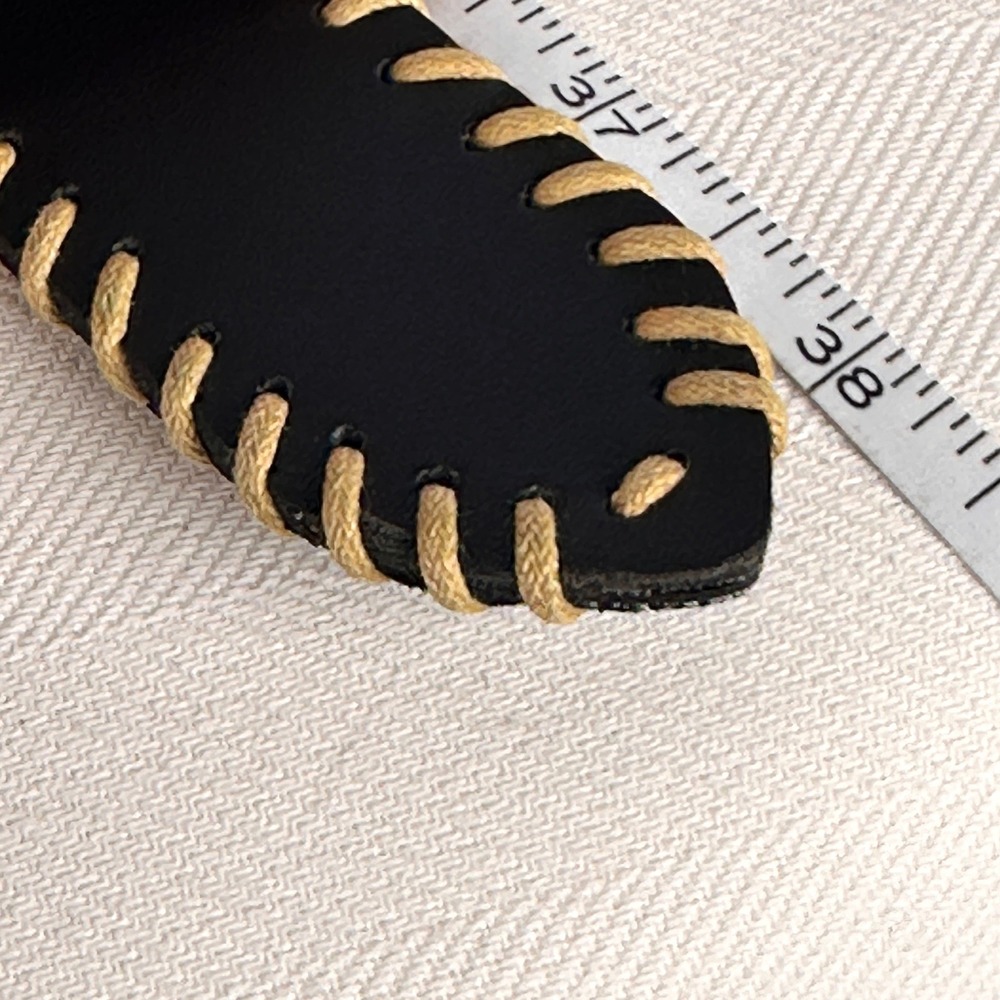 Whipstitch 90s Black Leather Belt Textural Vintage Suede Brass Hardware L - Picture 5 of 7